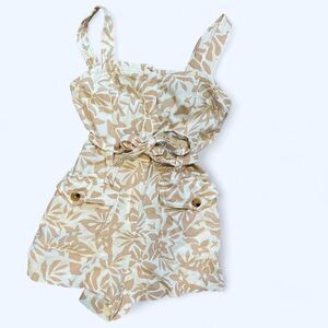 Olivaceus Women's Cream and Tan Playsuit-romper‎